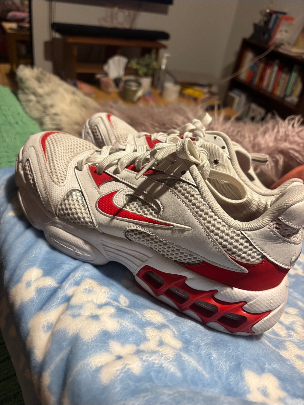 Nike Kids White and Red Mesh Athletic Sneakers